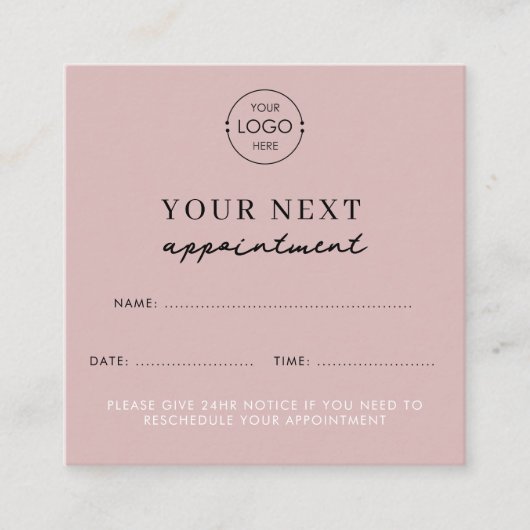 赤面ピンクビジネスロゴ美しいアポイントメントカード スクエア名刺 (正面)