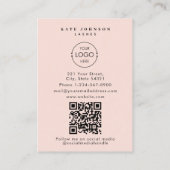 赤面ピンクビジネスロゴ美しいサロンラッシュフォト 名刺 (裏面)