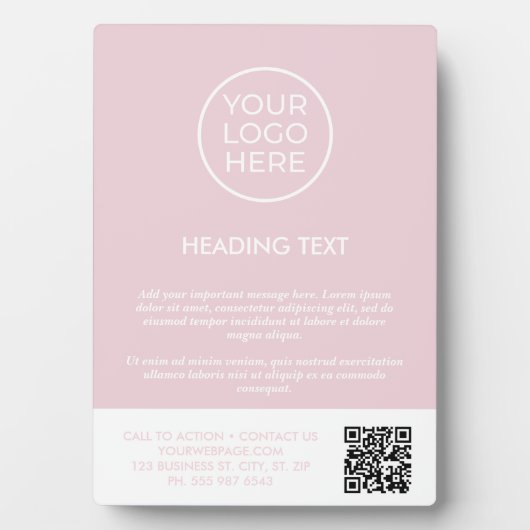 赤面ピンクビジネスロゴ フォトプラーク (正面)