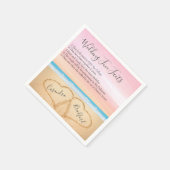 赤面ピンクビーチ結婚式2ハート砂おもしろいファクト スタンダードカクテルナプキン (角)