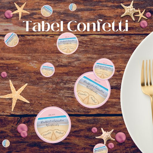 赤面ピンクビーチ結婚式2ハート コンフェッティ