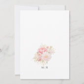 赤面ピンクピオニーセージグリーンフローラ春の結婚式 招待状 (裏面)