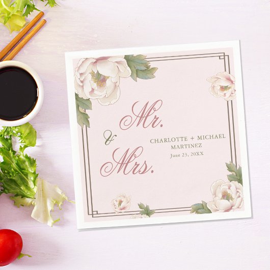 赤面ピンクピオ結婚ニーバラフローラ夫妻 スタンダードカクテルナプキン