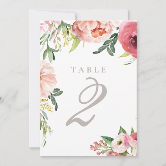 赤面ピンクピオ結婚ニーフローラのテーブル番号 招待状 (正面)