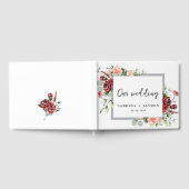 赤面ピンクピーチアンドコーラル結婚フローラ ゲストブック (全面)