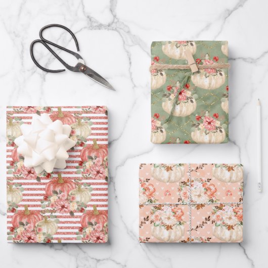 赤面ピンクピーチグリーンパンプキンギフト特典 ラッピングペーパーシート (正面)