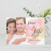 赤面ピンクピーチコーラルフローラ日付写真を保存 セーブザデート (スタンド正面)