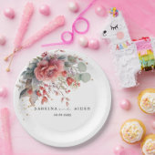 赤面ピンクピーチダスティブルー結婚ズ ペーパープレート (パーティー)