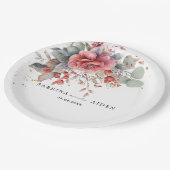 赤面ピンクピーチダスティブルー結婚ズ ペーパープレート (アングル)