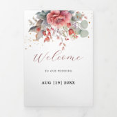 赤面ピンクピーチダスティブルー結婚ズ 三つ折り案内状 (カバー)