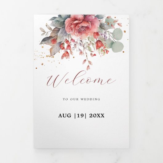 赤面ピンクピーチダスティブルー結婚ズ 三つ折り案内状 (カバー)