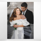 赤面ピンクピーチダスティブルー結婚ズ 三つ折り案内状 (内部中)