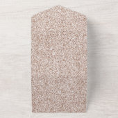 赤面ピンクピーチバラグリッターハート オールインワン招待状 (外側)