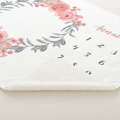 赤面ピンクピーチバラリースフローラベビーマイルストーン シェルパブランケット (3/4)