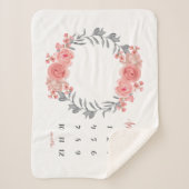 赤面ピンクピーチバラリースフローラベビーマイルストーン シェルパブランケット (正面)