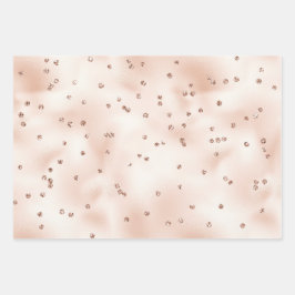 赤面ピンクピーチバラ金ゴールドグリッタードット     ラッピングペーパーシート