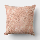 赤面ピンクピーチバラ金ゴールドヒョウ クッション (正面)