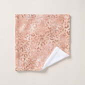 赤面ピンクピーチバラ金ゴールドヒョウ バスタオルセット (ウォッシュタオル)