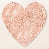 赤面ピンクピーチバラ金ゴールドヒョウ ペーパーコースター (正面)