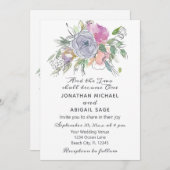 赤面ピンクピーチパープルクリスチャン結婚ズ 招待状 (正面/裏面)