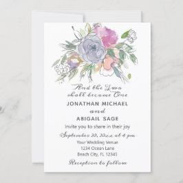 赤面ピンクピーチパープルクリスチャン結婚ズ 招待状