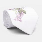赤面ピンクピーチパープルフローラ水彩 ネクタイ (ロール)