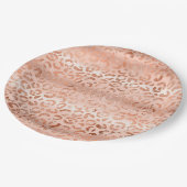 赤面ピンクピーチヒョウ柄スパークル ペーパープレート (アングル)