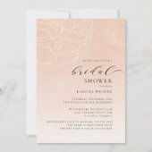 赤面ピンクピーチフローラフォトブライダルシャワー 招待状 (正面)