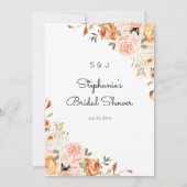 赤面ピンクピーチフローラブライダルシャワー単語検索 招待状 (裏面)