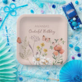 赤面ピンクピーチフローラワイルドフラワースクエア ペーパープレート (パーティー)