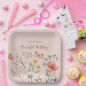 赤面ピンクピーチフローラワイルドフラワースクエア ペーパープレート (パーティー)