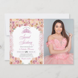 赤面ピンクピーチフローラSweet sixteen誕生日 招待状