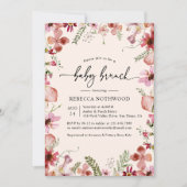 赤面ピンクピーチボホフローラベビーブランチシャワー 招待状 (正面)