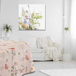 赤面ピンクピーチワイルドフラワー テーブルクロス