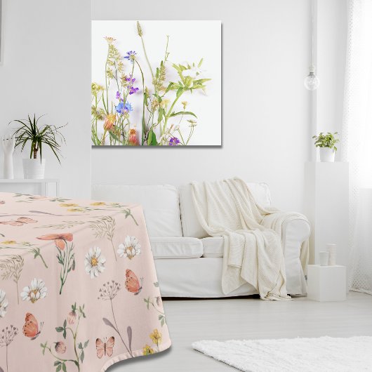 赤面ピンクピーチワイルドフラワー テーブルクロス