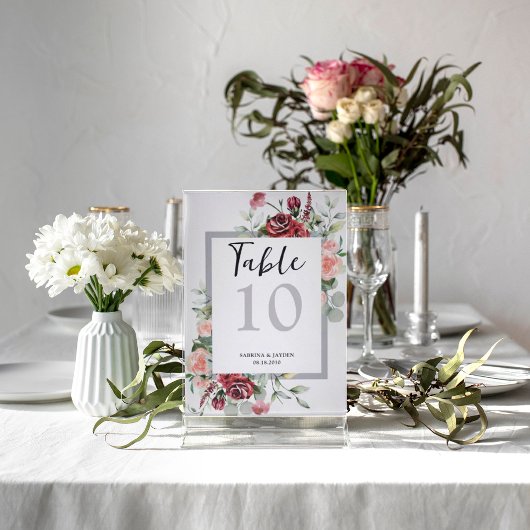 赤面ピンクピーチ結婚コーラルフローラのテーブル番号