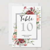 赤面ピンクピーチ結婚コーラルフローラのテーブル番号 (正面)