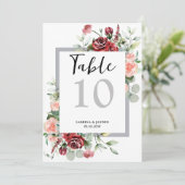 赤面ピンクピーチ結婚コーラルフローラのテーブル番号 (スタンド正面)