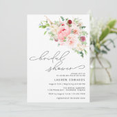 赤面ピンクピーニーガーデン |モダンブライダルシャワー 招待状 (スタンド正面)