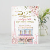 赤面ピンクピーニーフランスのカフェブライダルシャワー 招待状 (スタンド正面)