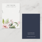 赤面ピンクピーニーフローラ水色ネックレスディスプレイ 名刺 (正面/裏面)