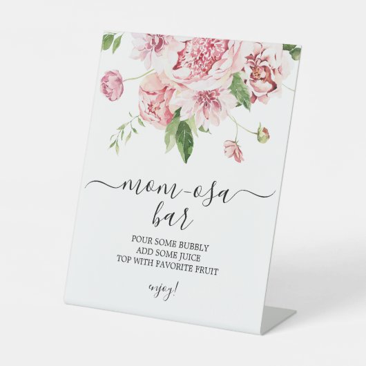 赤面ピンクピーニーベビーシャワーモモモザバーサイン 台座サイン (正面)