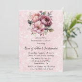 赤面ピンクピーニーマーブルブリデスメイドランチョン 招待状 (スタンド正面)