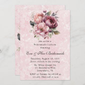 赤面ピンクピーニーマーブルブリデスメイドランチョン 招待状 (正面/裏面)