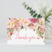 赤面ピンクピーニー結婚フローラサンキューカード サンキューカード (スタンド正面)
