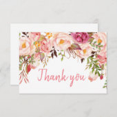 赤面ピンクピーニー結婚フローラサンキューカード サンキューカード (正面/裏面)