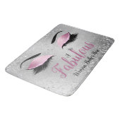 赤面ピンクファブリー女性グリッターの目 バスマット (アングル)