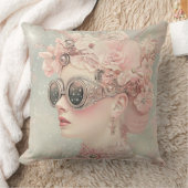 赤面ピンクファンタジー女性 クッション (ブランケット)