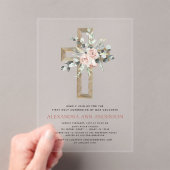 赤面ピンクファースト聖域バラ緑 アクリル招待状 (インサイチュ (ポータブル))