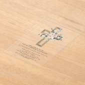 赤面ピンクファースト聖域バラ緑 アクリル招待状 (レイダウン)